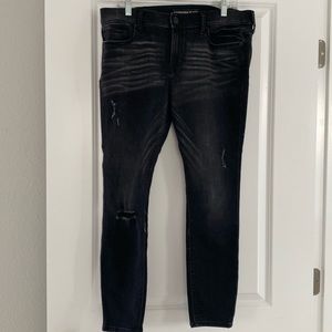 Express Supersoft Distressed Midrise Black Skinny Jean / Jeggings 12 Short